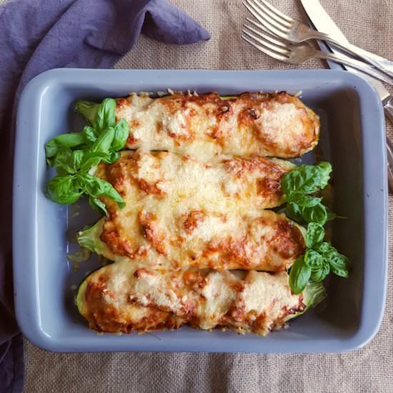 Chicken stuffed Zucchini Boats