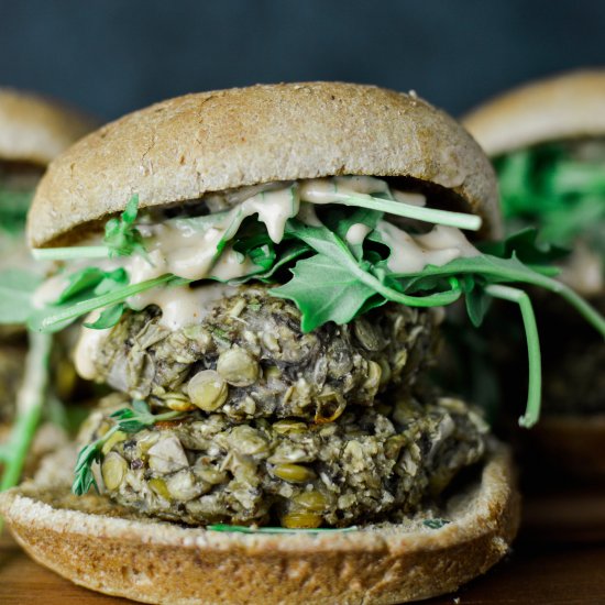 Vegan Mushroom Lentil Burger