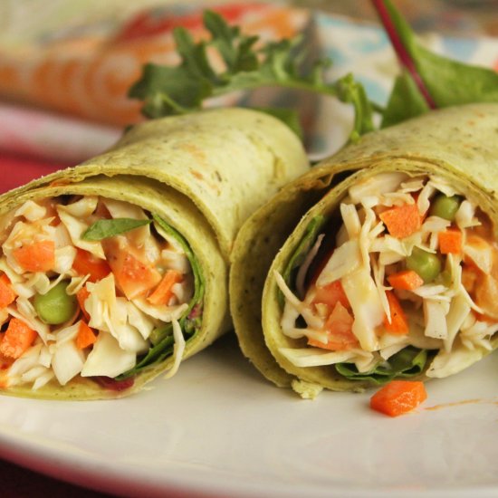 Thai Spinach Wrap & Peanut Sauce