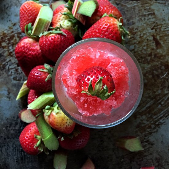 Boozy Strawberry Rhubarb Granita