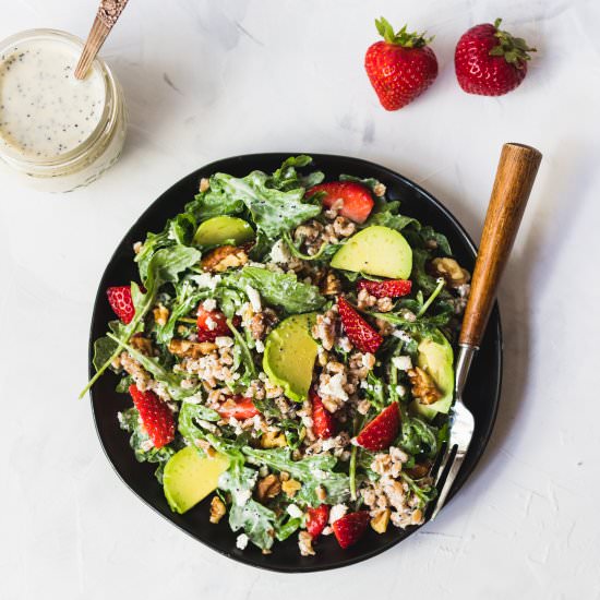 Strawberry Farro Poppy Seed Salad