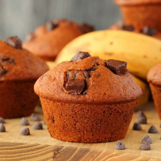 Vegan Banana Chocolate Chip Muffins