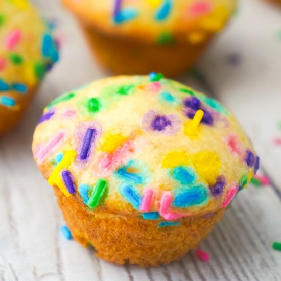 Mini Birthday Cake Banana Muffins