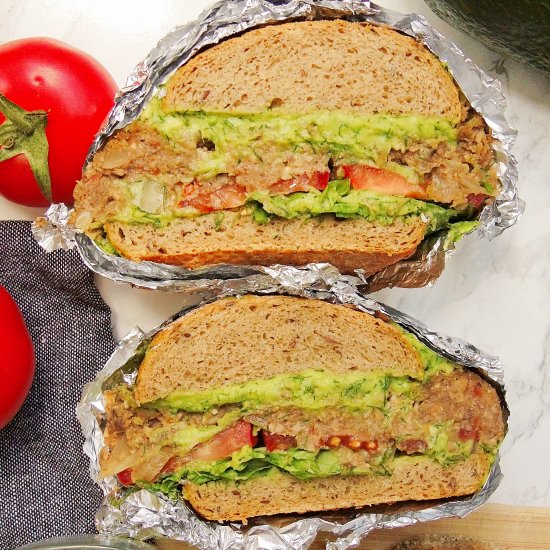 Vegan Mushrooms Burger with Avocado