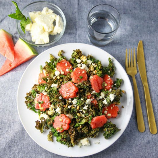 Watermelon Feta Kale Salad