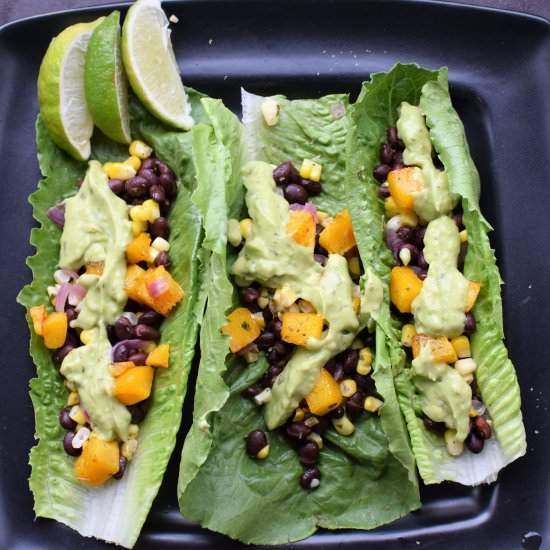 Black Bean & Corn Lettuce Tacos