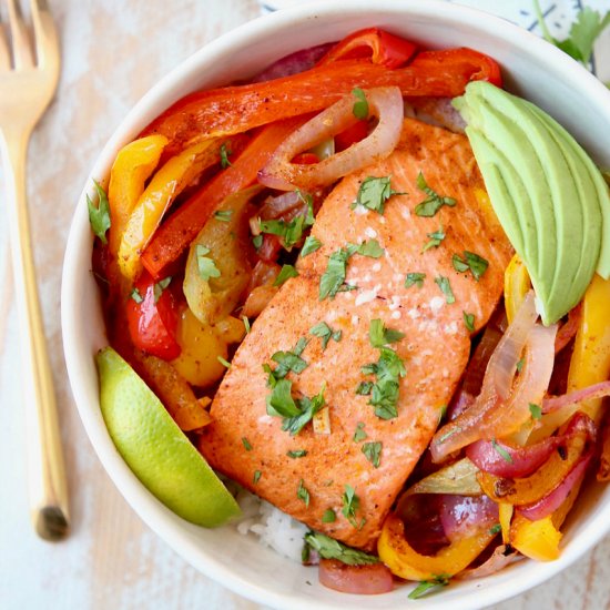 Sheet Pan Salmon Fajitas