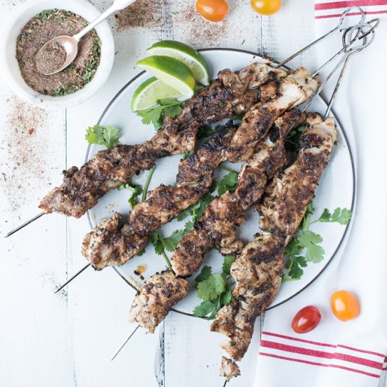 Jerk Chicken Thigh Skewers