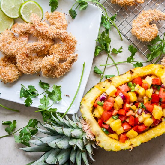 Coconut Shrimp & Pineapple Salsa