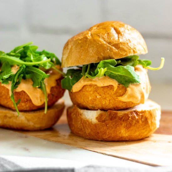 Coconut Red Curry Salmon Burgers