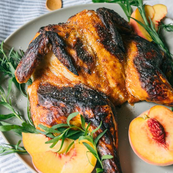 Spiced Peach BBQ Spatchcock Chicken