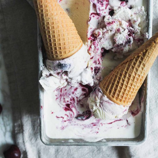 Vanilla Roasted Cherry Ice Cream