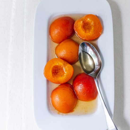 Poached Apricots with Tonka Bean