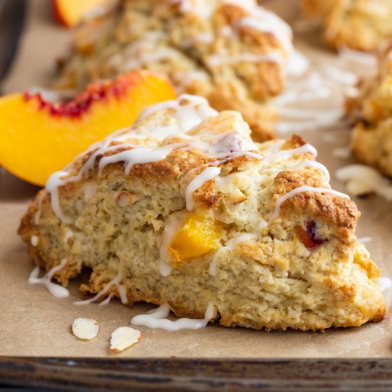 Peach Scones with Almond Glaze