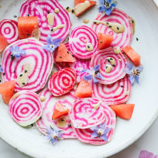 Watermelon and beetroot salad