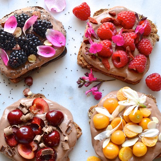 Chocolate yoghurt breakfast toast