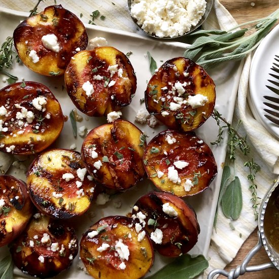 grilled peaches and queso fresco