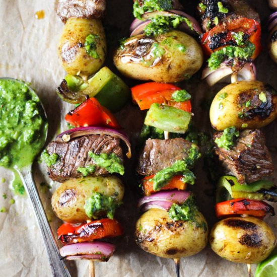 Steak Kabobs with Chimichurri