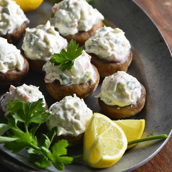 Low Carb Old Bay Crab Salad Mushrooms