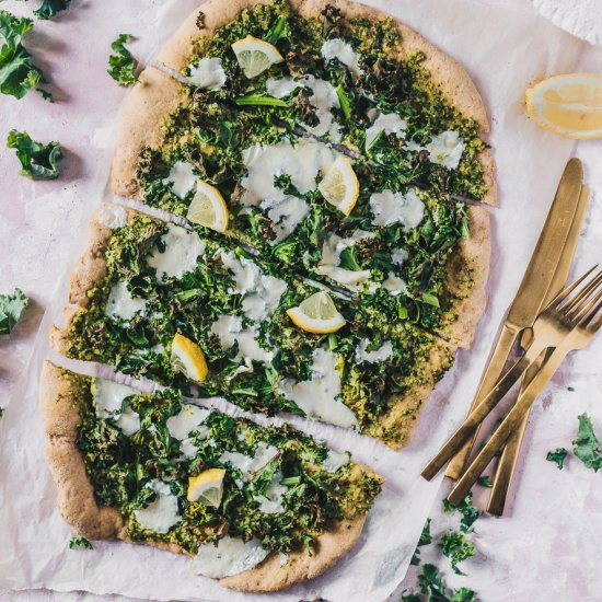 Whole Wheat Kale Pesto Pizza