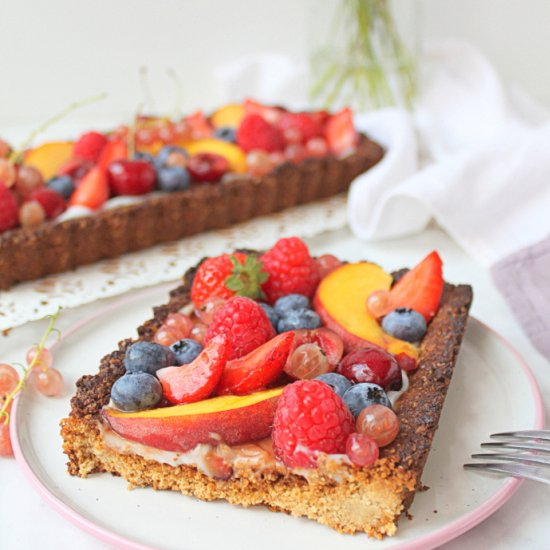 Summer fruit coconut yogurt oat pie