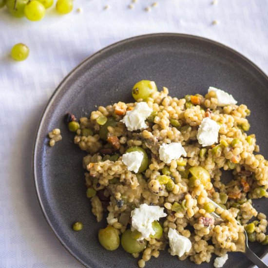 barley risotto with goat cheese