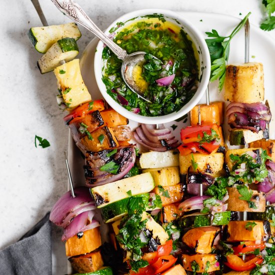 Chimichurri Pineapple Veggie Kebabs