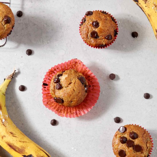 Vegan Banana Chocolate Chip Muffins