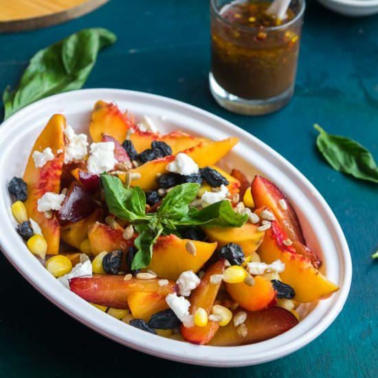 Peach plum and corn salad