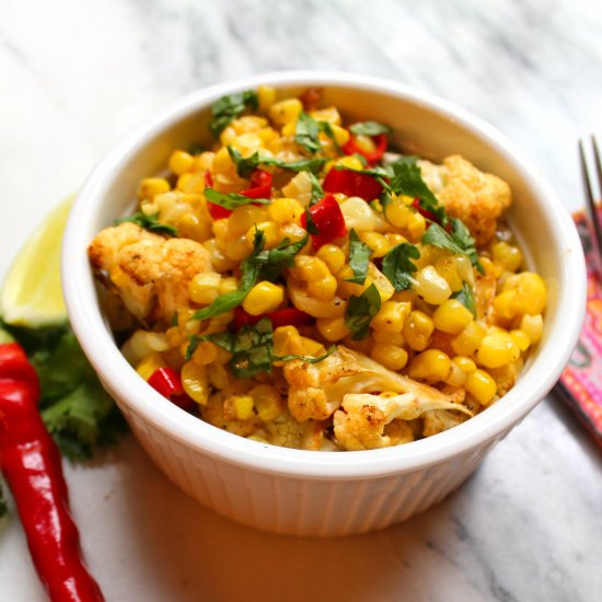 Corn and Cauliflower with Chilies