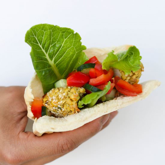 Oven Baked Falafel in Pita Bread