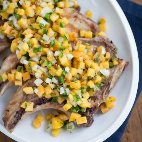 Grilled Pork Chops with Peach Salsa