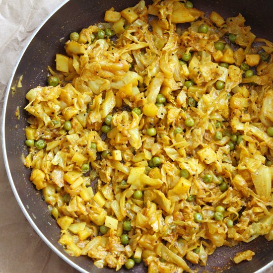 Cabbage Fennel Seeds Indian Curry