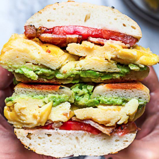 Bacon Egg Avocado Breakfast Bagel