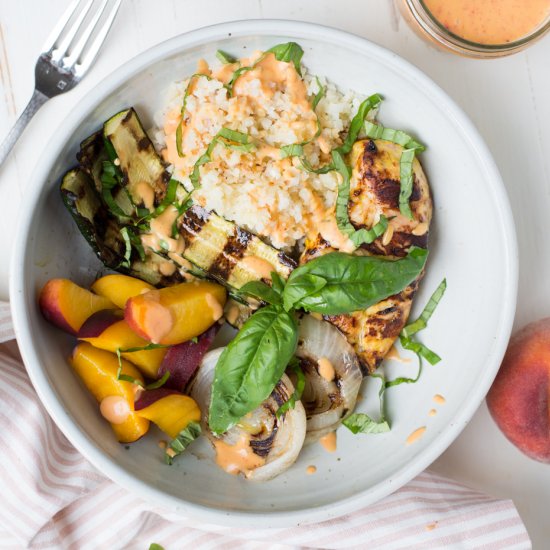 Peach Chicken Basil Glow Bowls