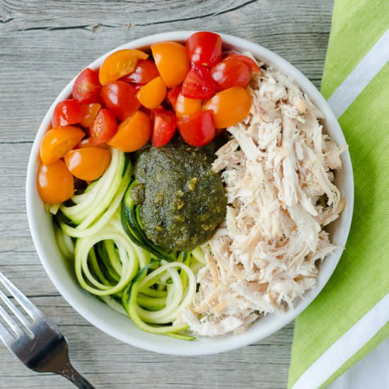 Pesto Chicken Zoodle Bowl