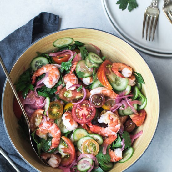 Poached Shrimp + Tomato Salad