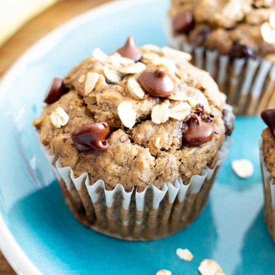 Banana Oat Chocolate Chip Muffins