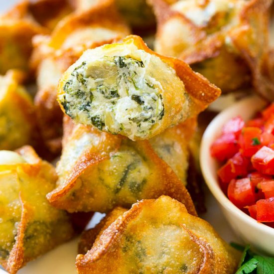 Spinach Artichoke Wontons