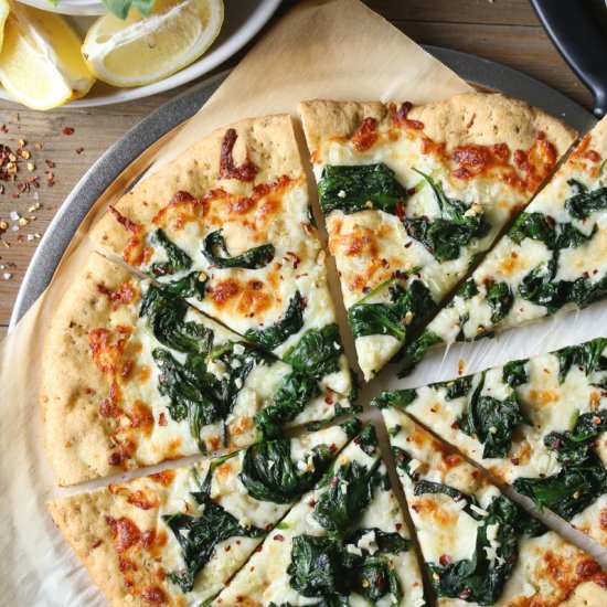 White Pizza with Spinach and Garlic