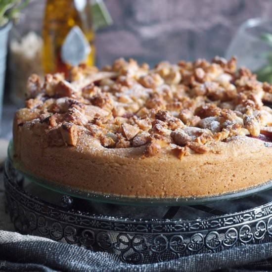 Plum and candied almond cake