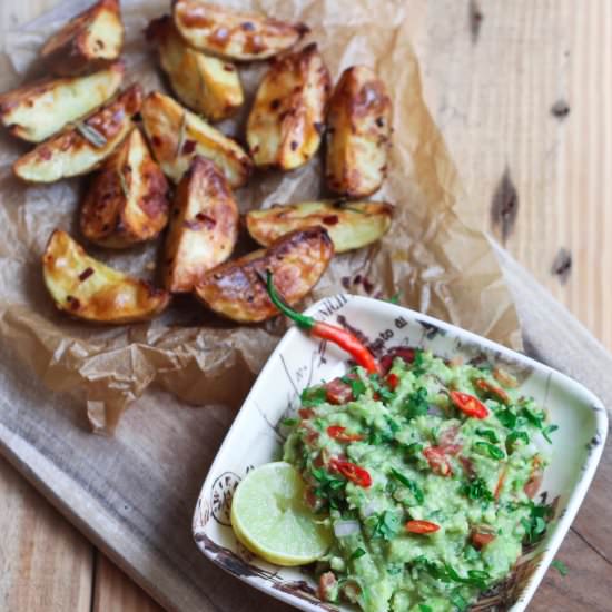 Guacamole with Roast Potatoes