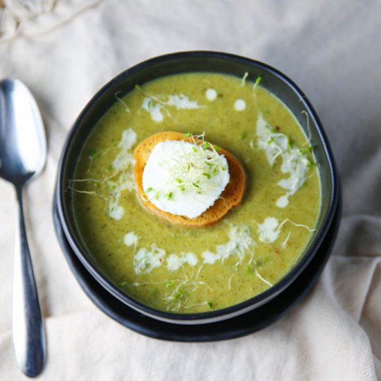 Velvety Broccoli Goat Cheese Soup