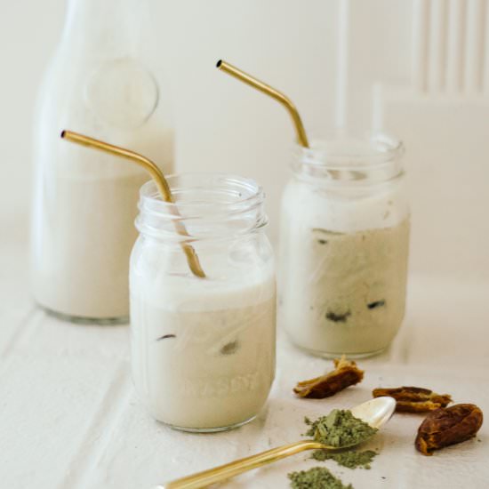 Iced Matcha Latte with Cashew Milk