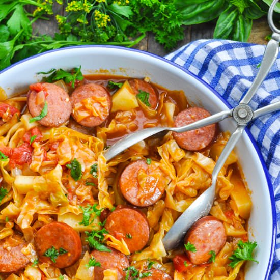 Dump-and-Bake Sausage & Cabbage