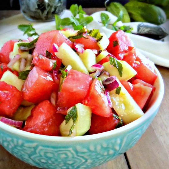 Watermelon and Cucumber Salad