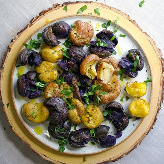 Smashed Potatoes with fresh herbs