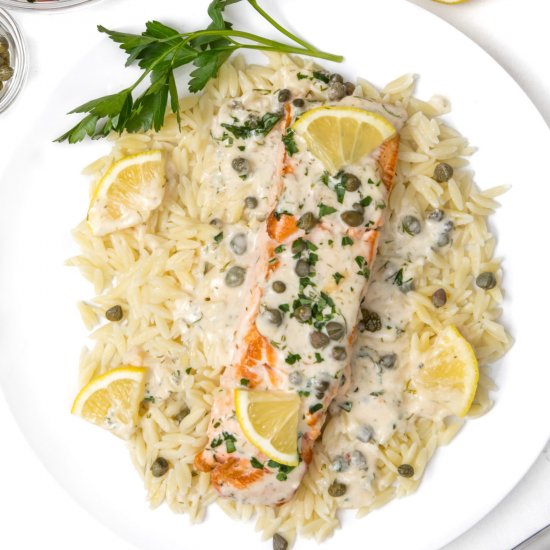 Creamy salmon piccata