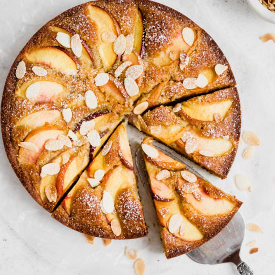 Peach Almond Olive Oil Cake