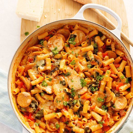 One Pot Leftover Sausage Pasta